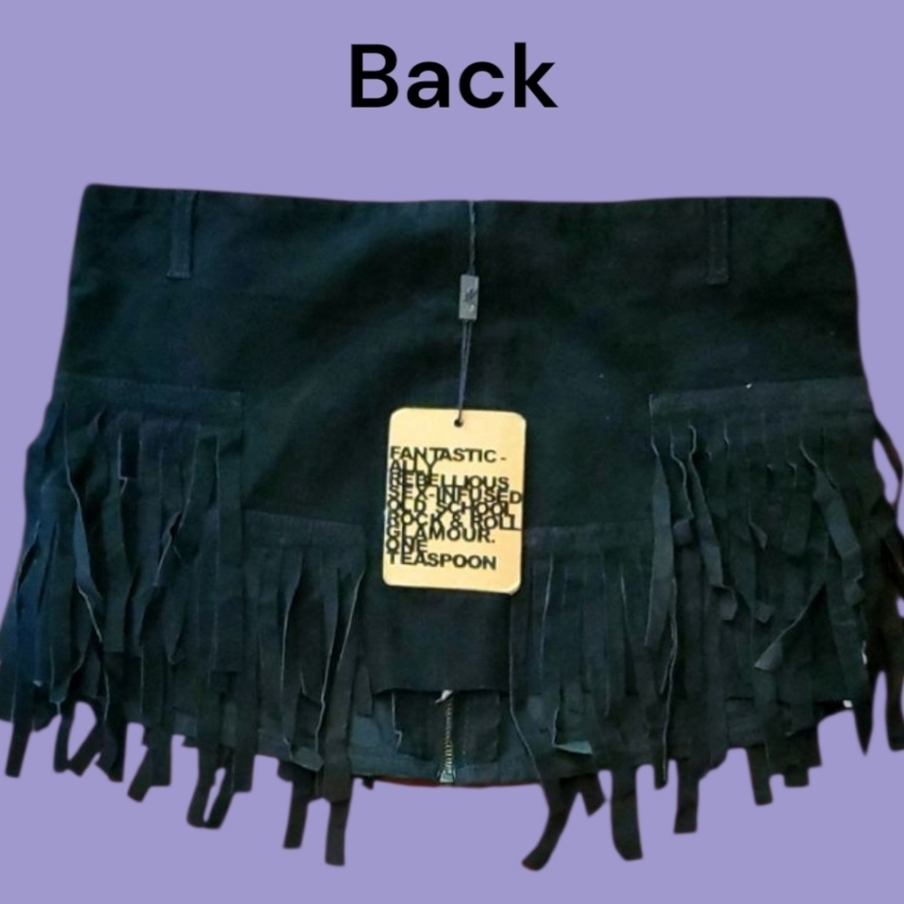 Revolve One Teaspoon Black Suede Fringe Mini Skirt. Size Small. - Picture 2 of 4